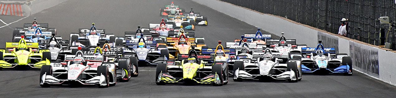 indy cars racing to through the start line Inland Empire